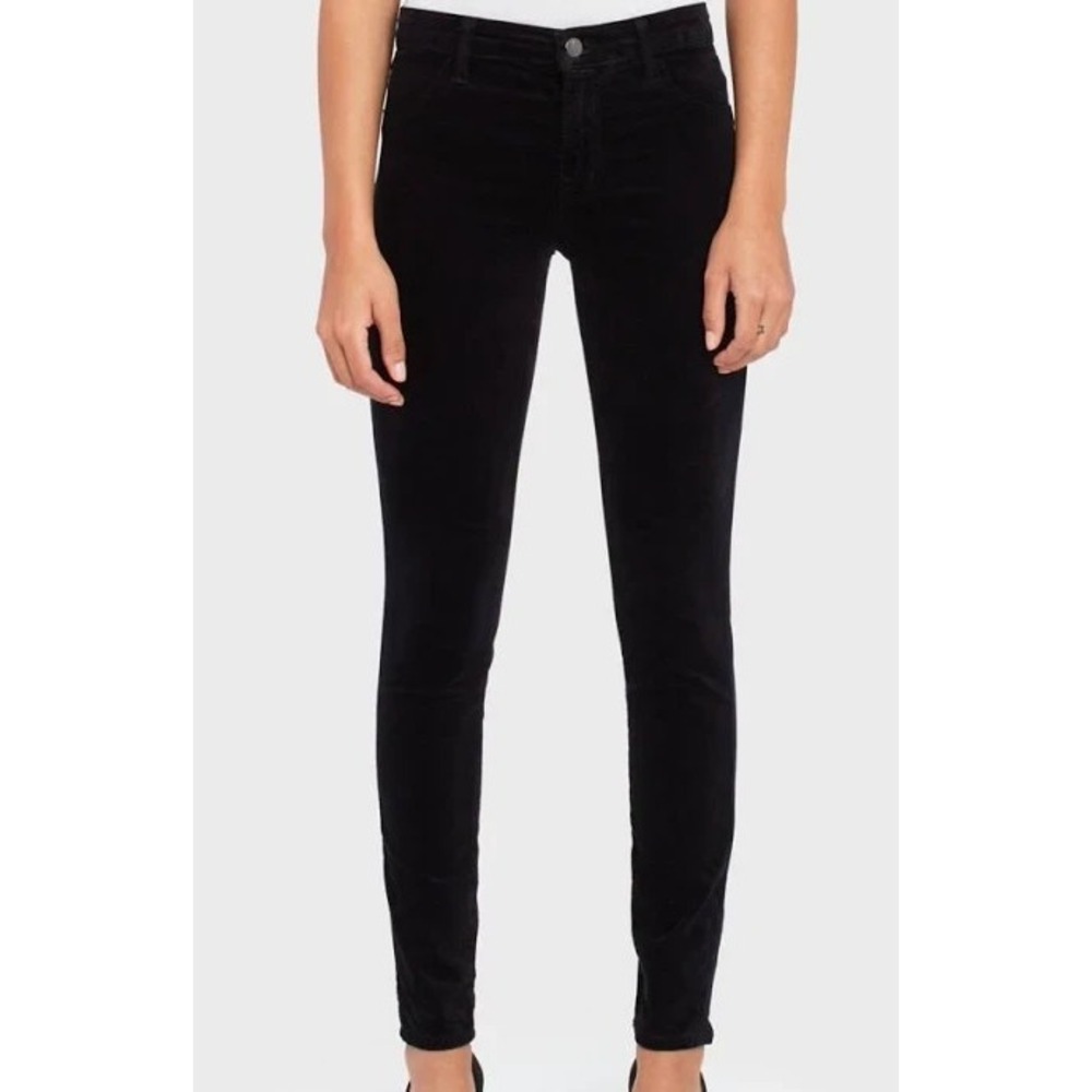 J Brand‎ Women's 28 Black Velveteen Super Skinny Low Rise Jeans 815T635